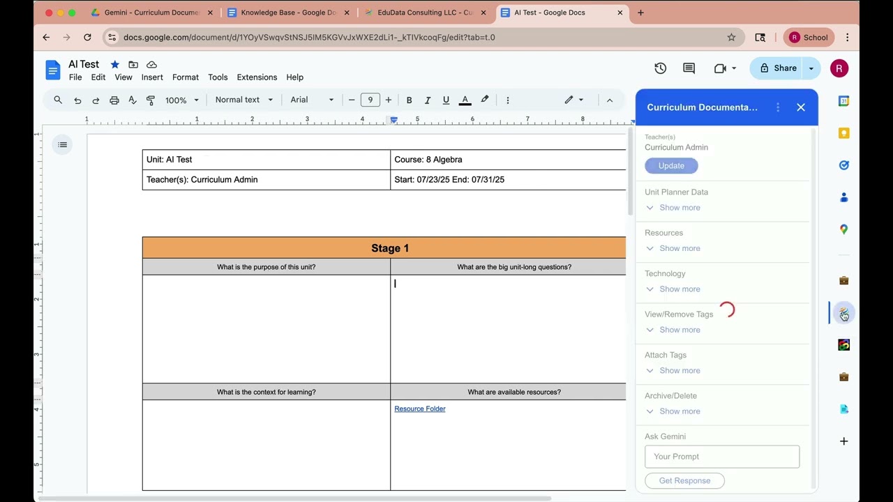 AI and Curriculum Mapping with Google Workspace Prototype