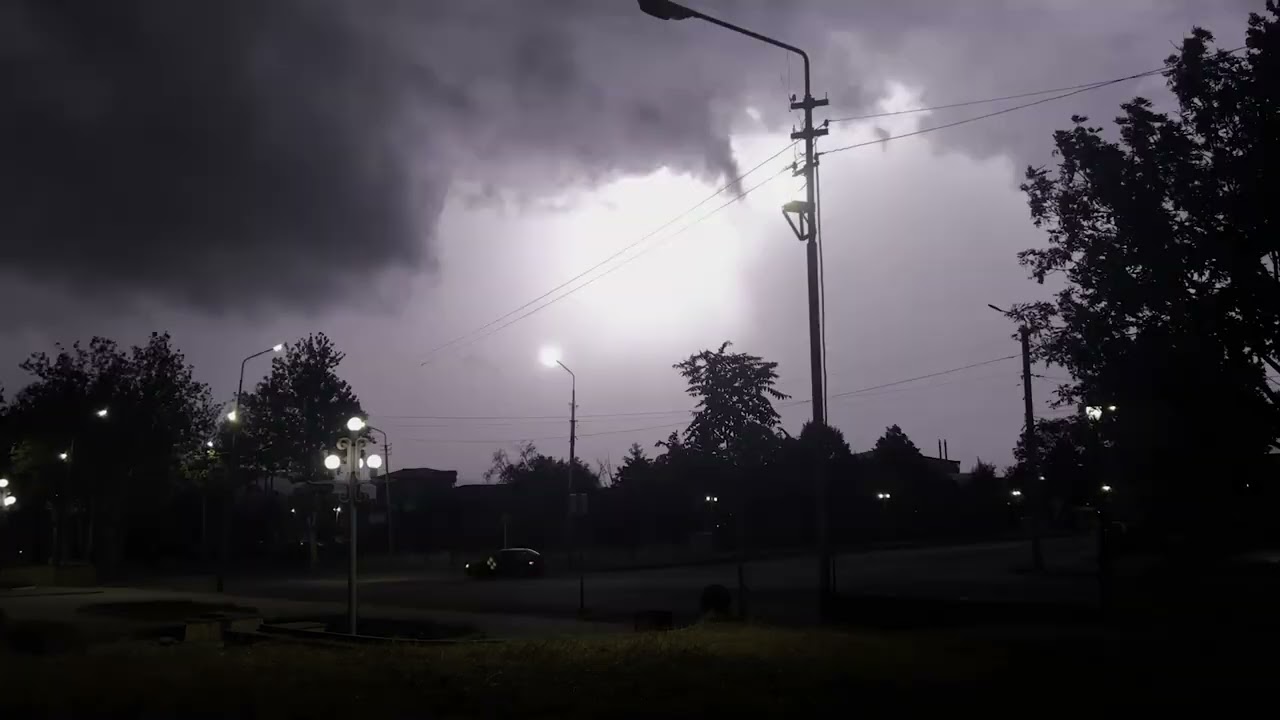 Relaxing Lightning in the City with Gentle Natural Rain Sounds for Sleep and Meditatio Real Footage