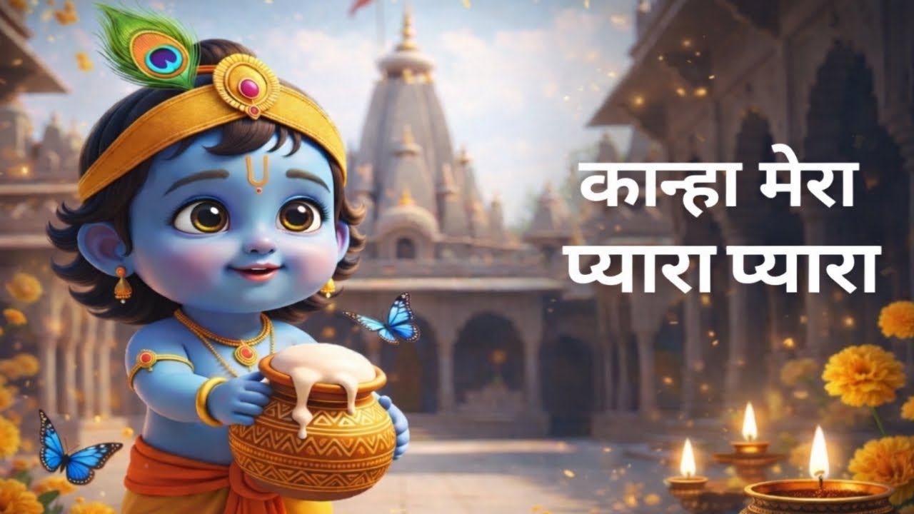 Kanha Mera Pyara Pyara 🦚 | Cute Krishna Kids Poem | 3D Baby Krishna Song | Hindi Rhymes
