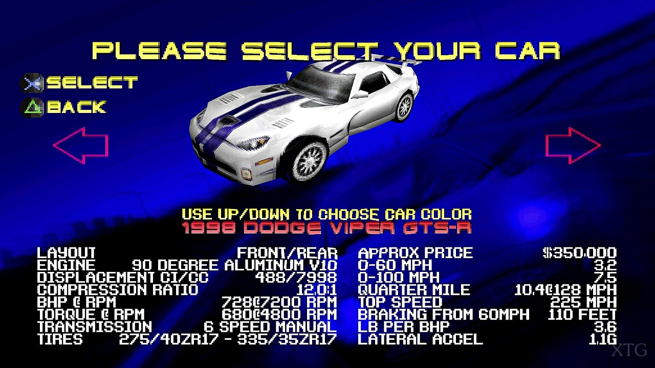 Test Drive 5 - All Cars List PS1 Gameplay HD