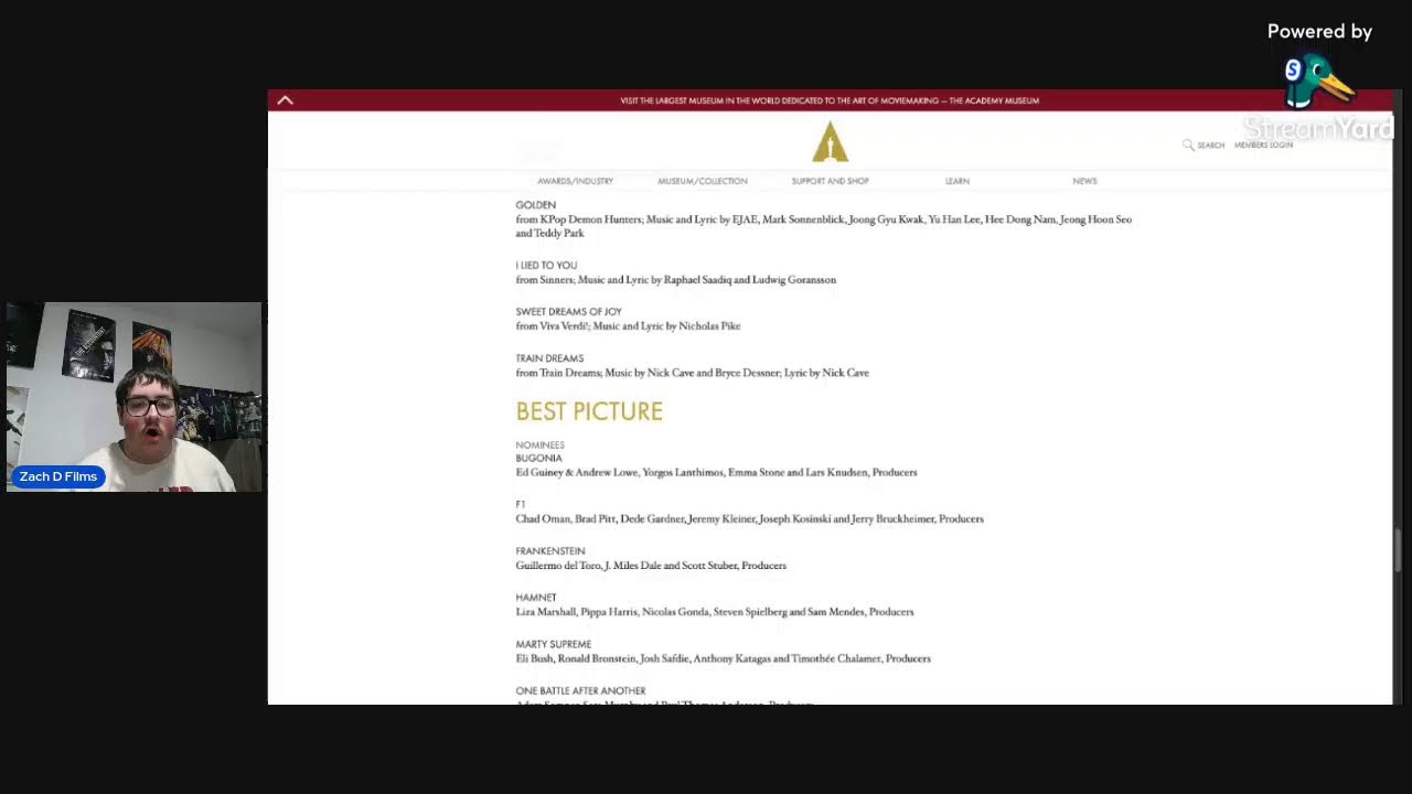 Oscar Nominations 2026 Reaction! Live