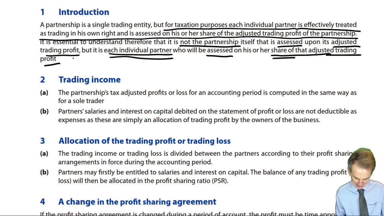 Allocating partnership profits to partners - ACCA Taxation TX-UK lectures