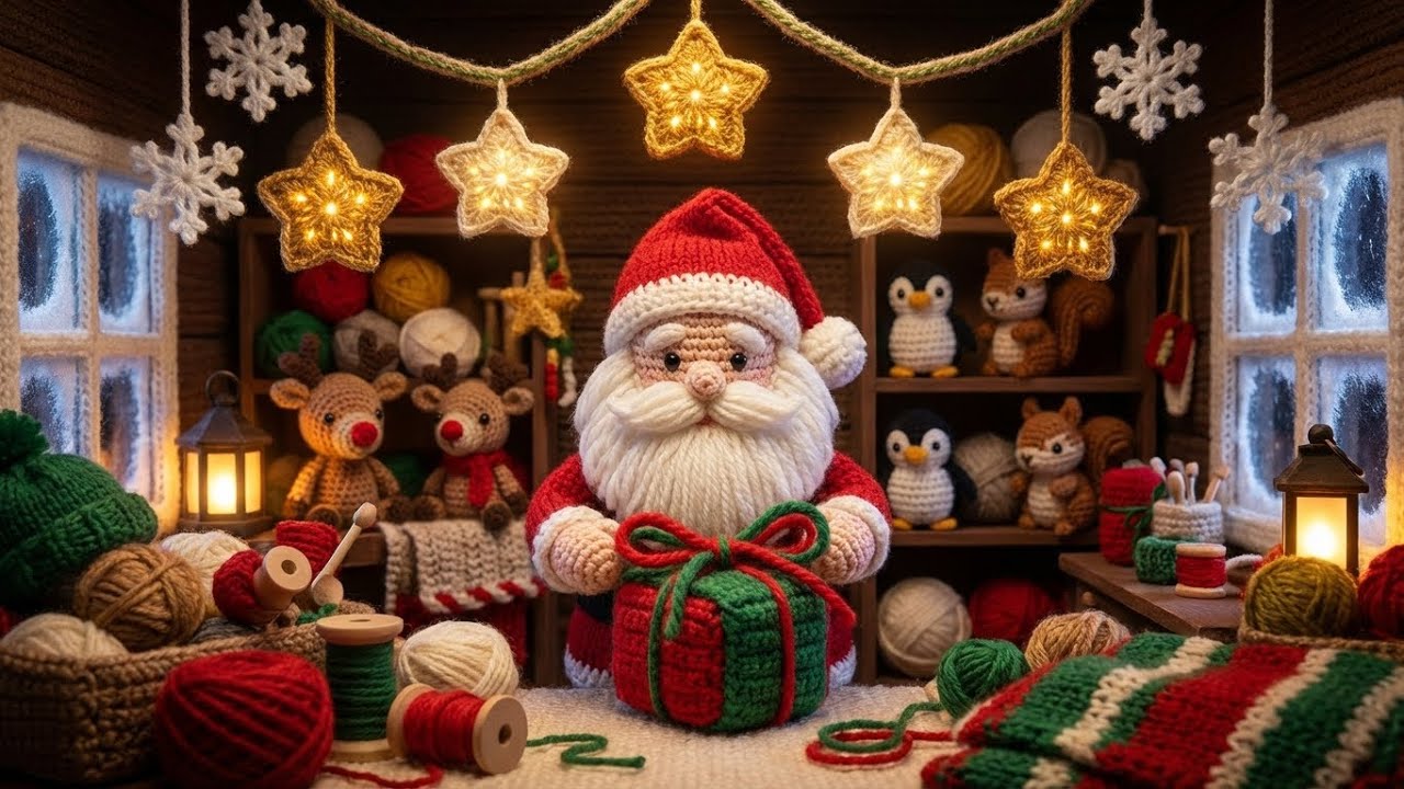 Hand-Knit Christmas Wonderland  & Music 🧵🎄 | Cozy, Nostalgic Holiday Ambience
