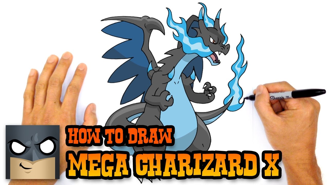 Как рисовать Mega Charizard X | Pokemon
