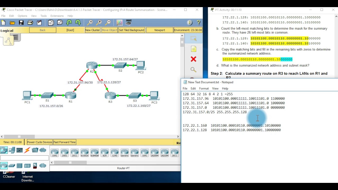 6.4.1.5 Packet Tracer - Configuring IPv4 Route Summarization - Scenario 1