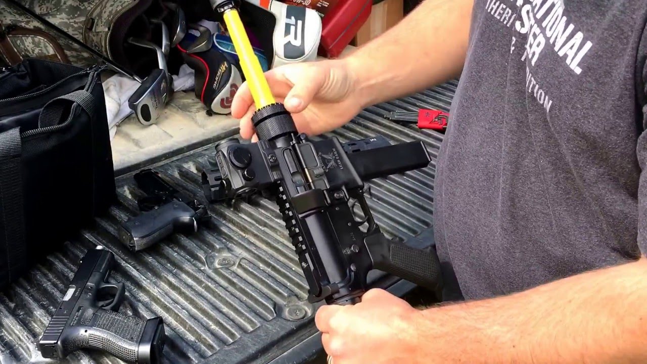 Midwest Industries SP rail with suppressor.