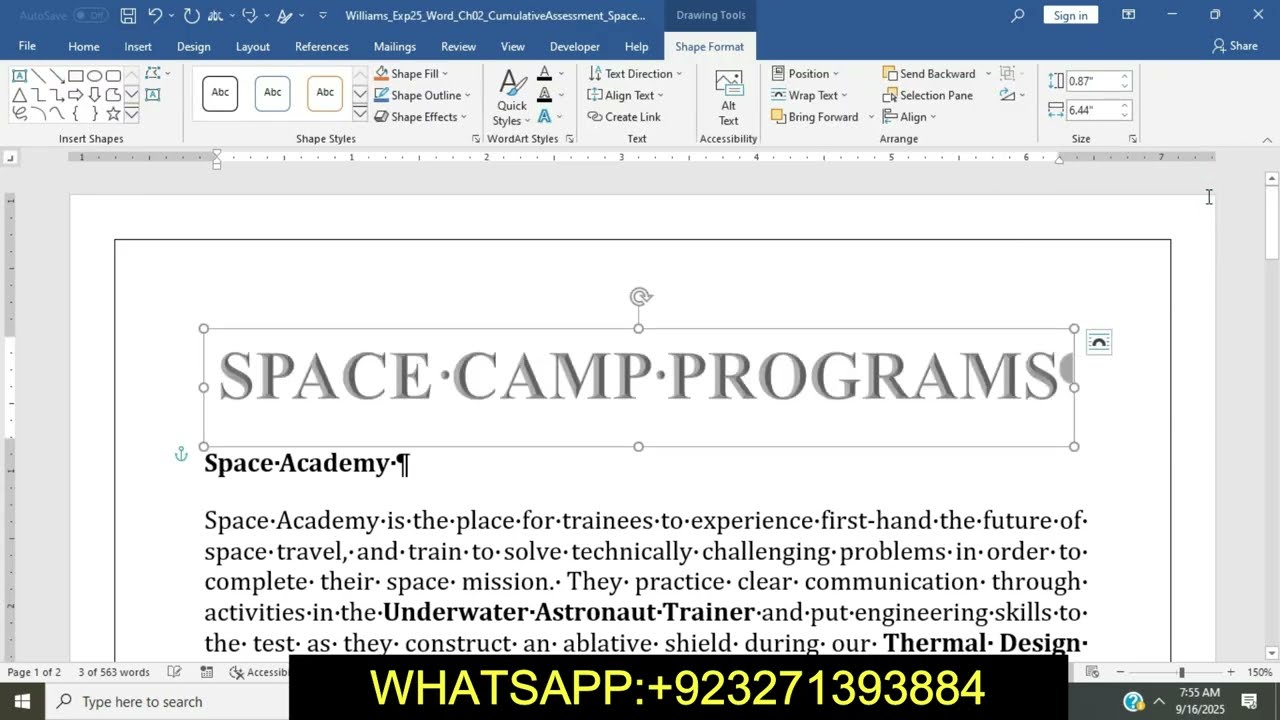 Exp25_Word_Ch02_CumulativeAssessment - Space || Word_Ch02_CumulativeAssessment - Space