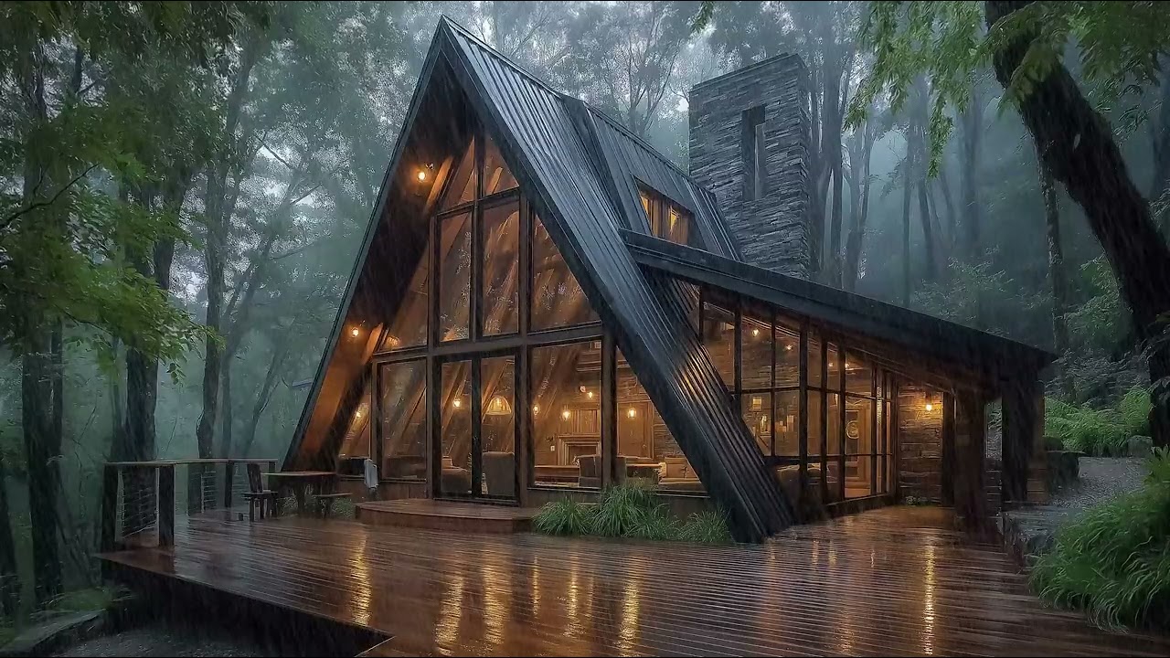 Cozy Cabin in the Woods With Raining 🌲 | Relaxing Night Rain Sounds for Deep Sleep & Stress Relief
