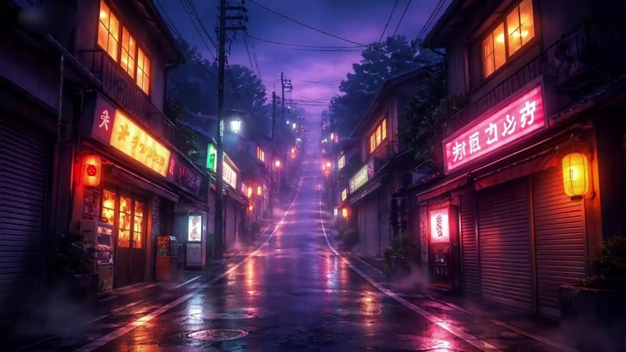Rainy Lofi Hip Hop Beats for Midnight Rest [3 Hours] 🚥☔ Dimly-Lit Japanese Lantern Alley