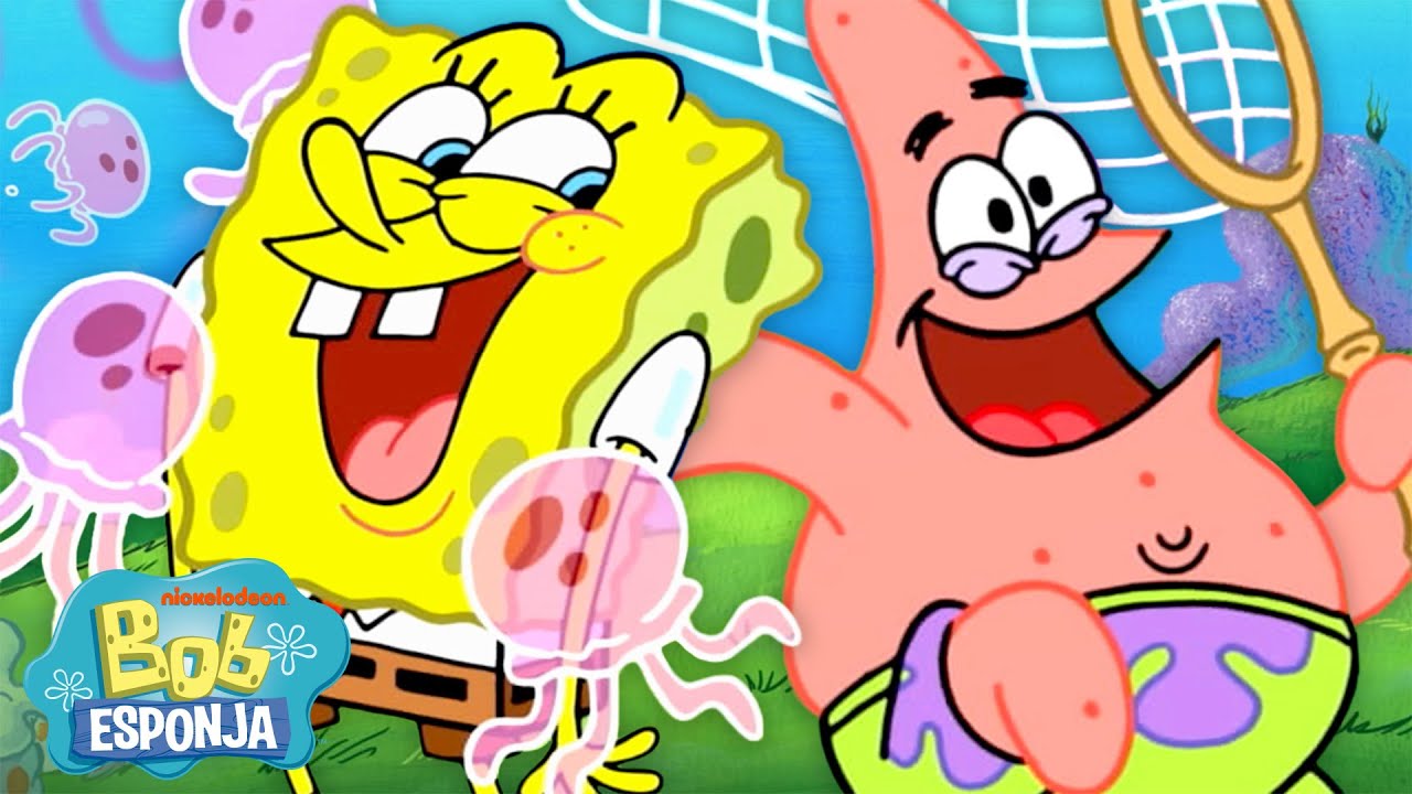 Bob Esponja vs. Patrick: Quem Pega MAIS Águas-vivas? 🦑 | Bob Esponja em Português