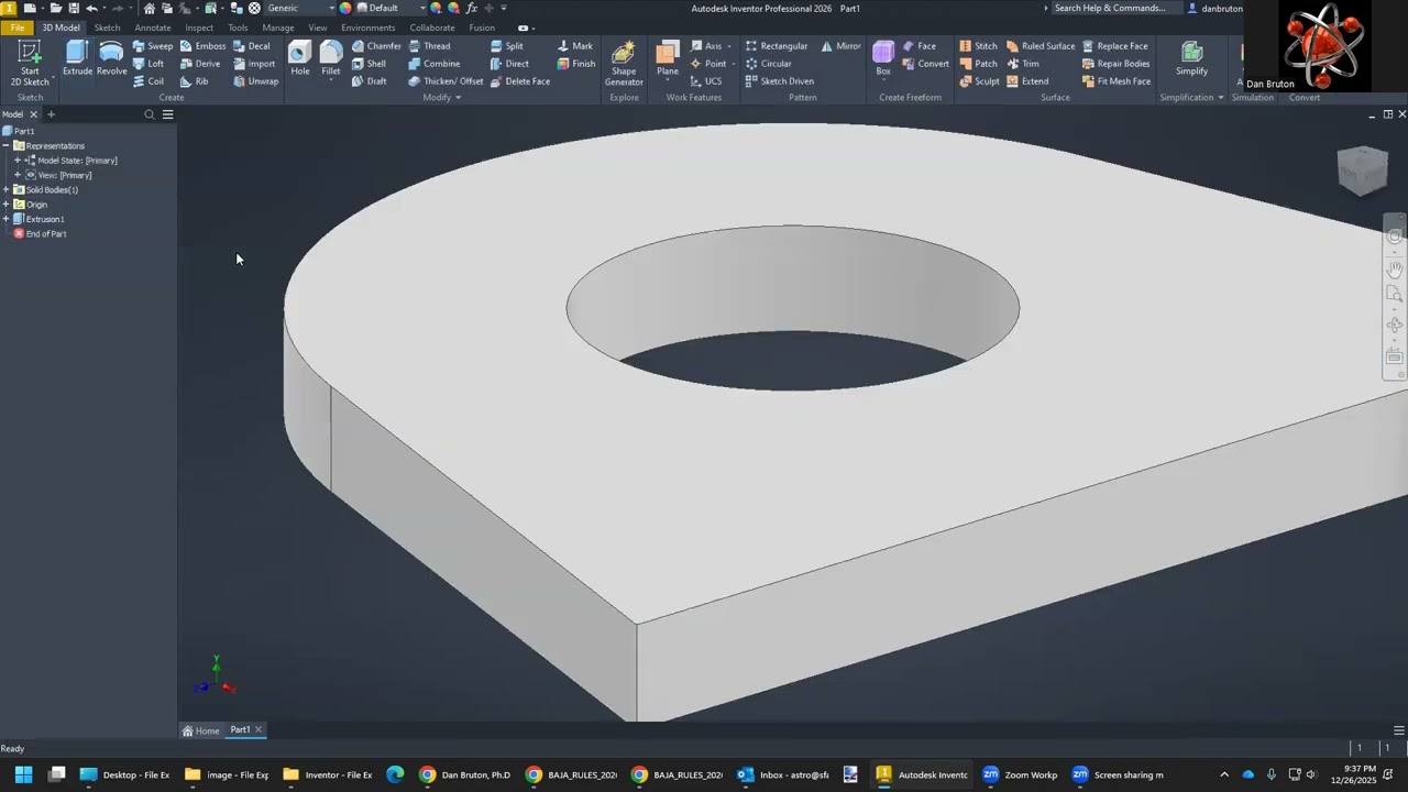 Simple Tow Point for BAJA SAE - Autodesk Inventor - ENGR 2310