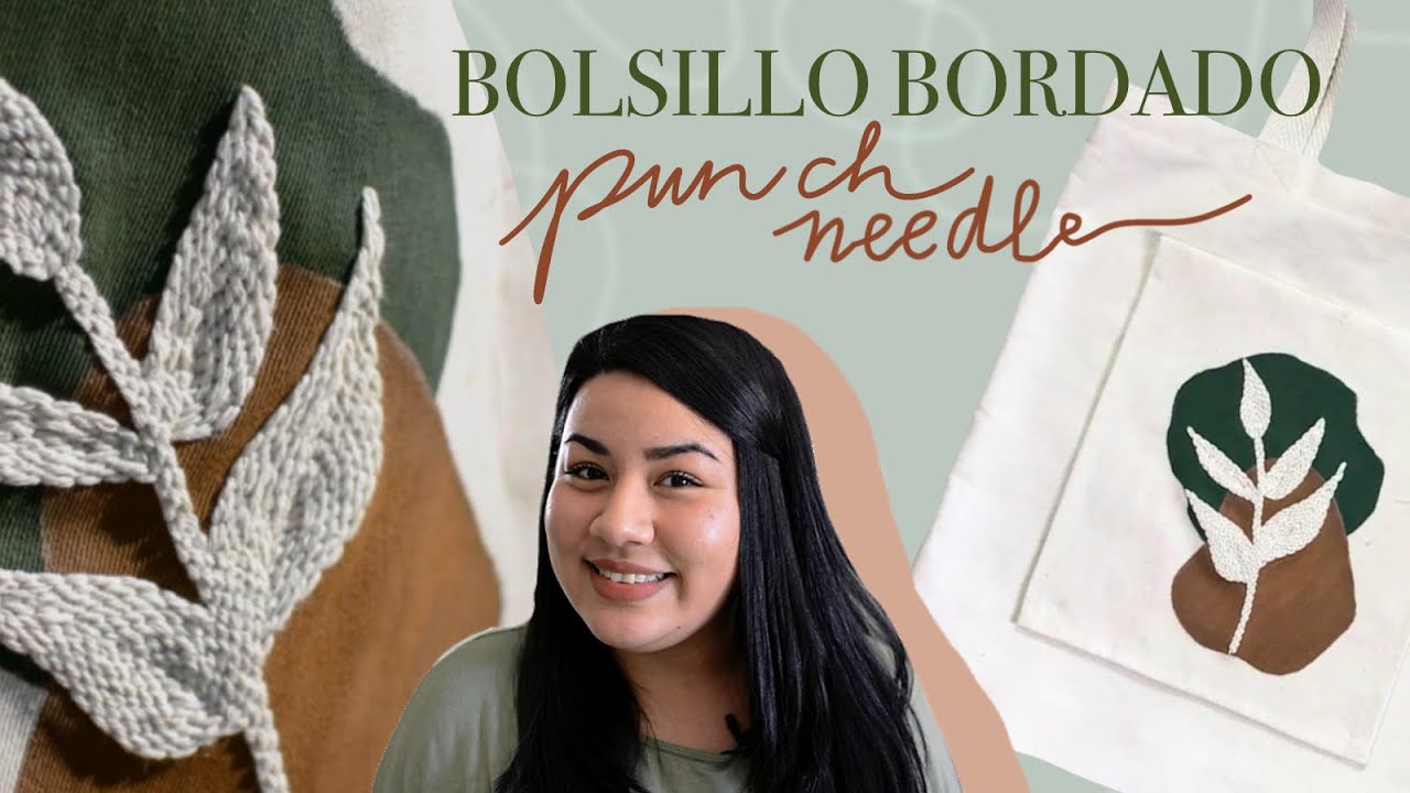 TOTE BAG con bolsillo BORDADO con PUNCH NEEDLE 🧵 DIY + patron gratis | Niela Varas