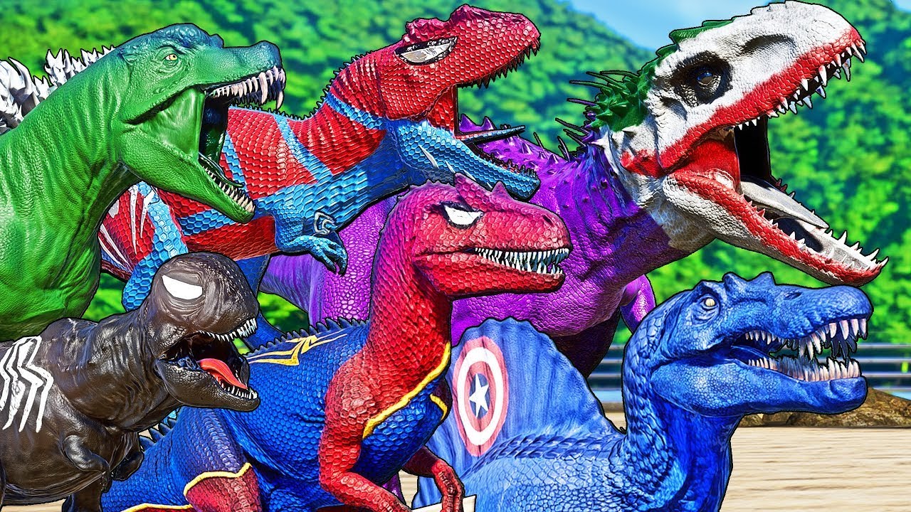 ALL SuperHero Dinosaurs Battle in Jurassic World Dinosaur | Pro 9 SuperHero Team |