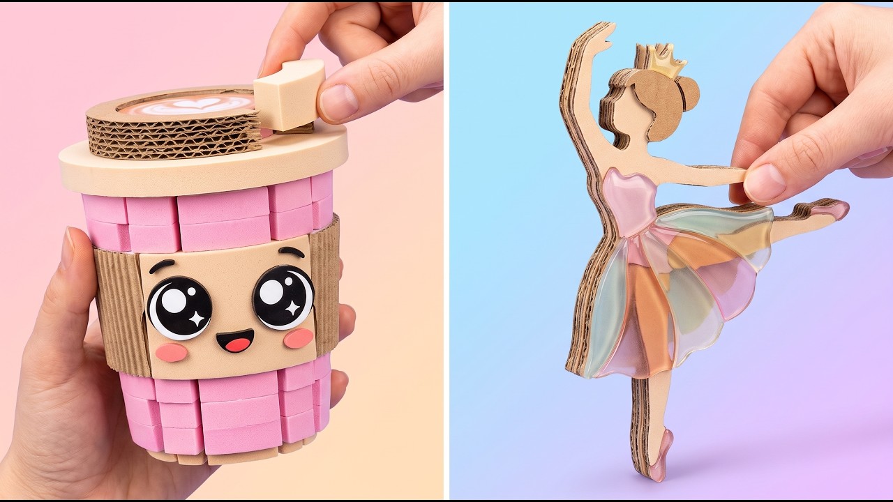 67 Or Ballerina? ☕️ What Do You Choose? *Building Blocks VS Cardboard Mini Crafts*
