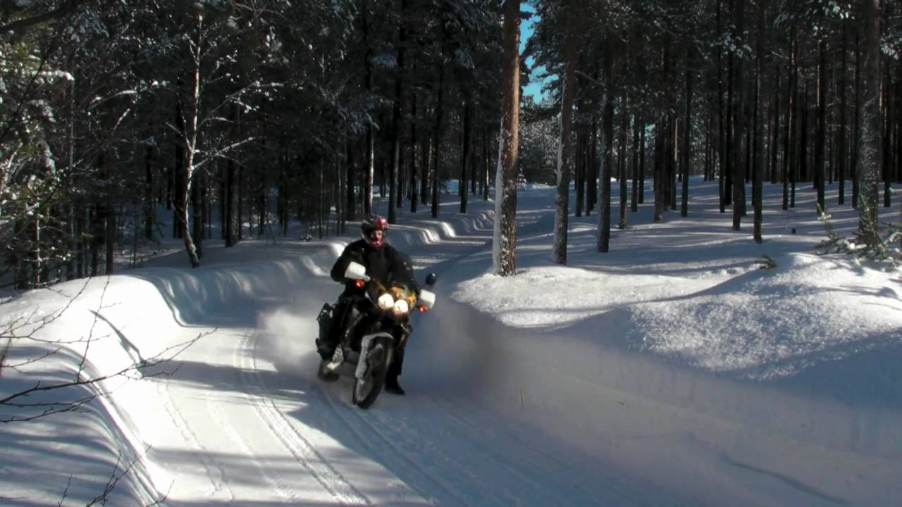 Honda XRV 750 Africa Twin on snowy road