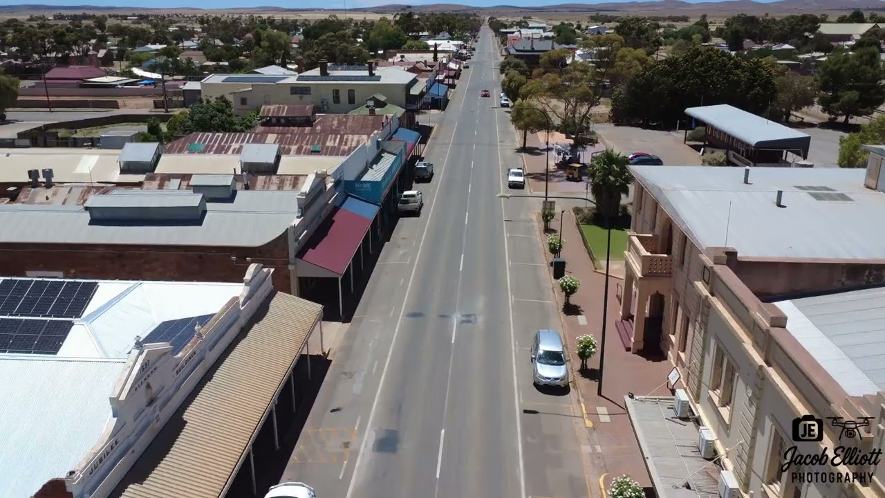 Peterborough SA from Above – Main Street Flyover & Scenic Town View in 4K