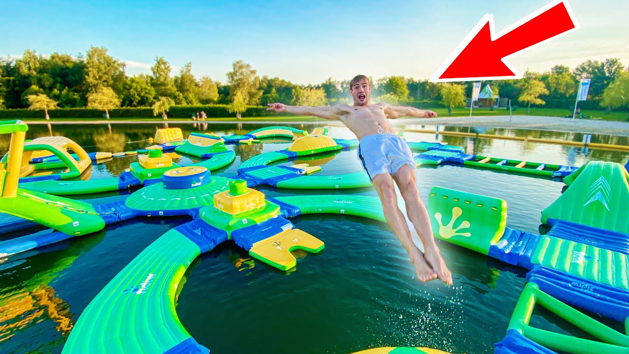INSANE CHALLENGES ON HUGE WATER TRAMPOLINE PARK!