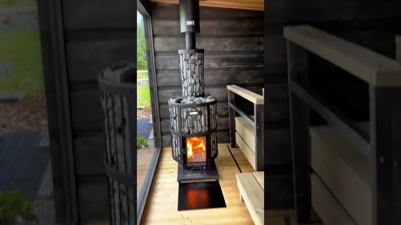Sauna finlandese originale Finvision Kirami con preingresso e  stufa a legna