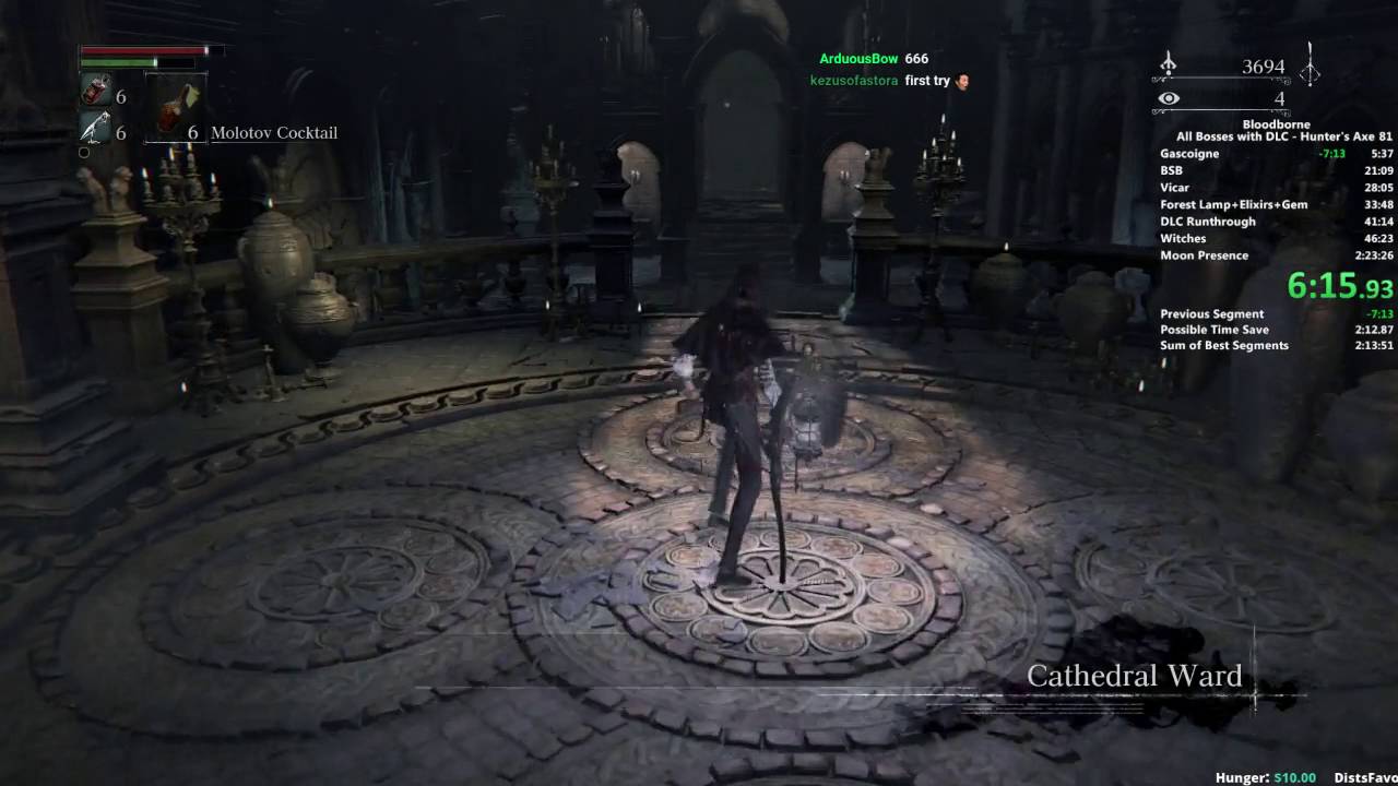 Bloodborne All Bosses Hunter's Axe Speedrun