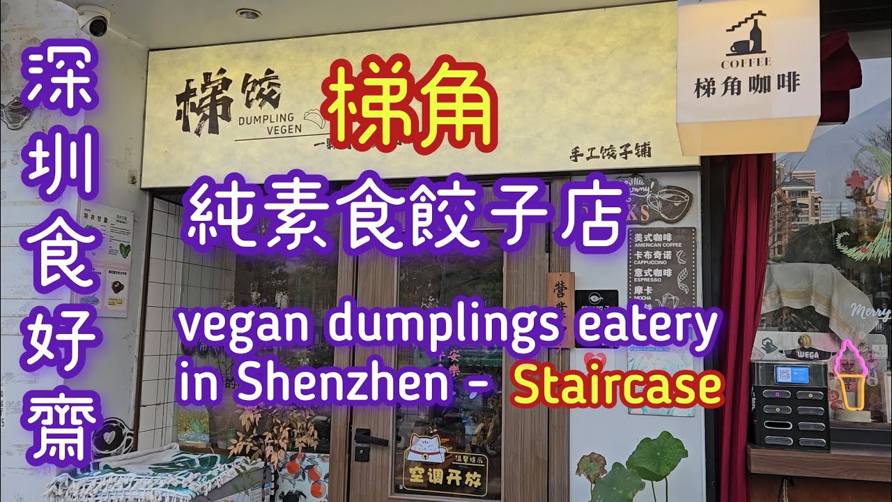 《深圳素食餃子店》美味又抵食小店 梯角素餃子鋪 近地鐵站（中英字幕，片尾有前往教學）Vegan dumplings eatery in Shenzhen China (EN SUB)