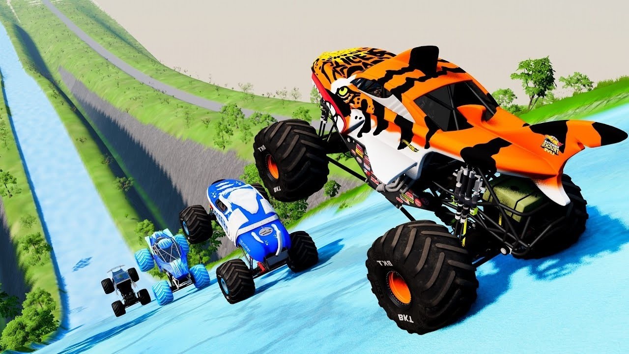 Epic High-Speed Monster Trucks Crazy Jumps & Crashes in BeamNG.drive #019