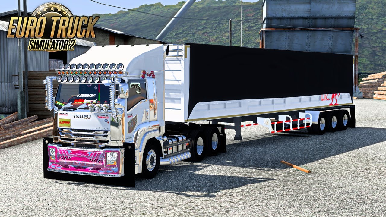 พ่วงคอกเกษตร พลิกลงข้างทาง หัวลากเกือบไม่รอด ETS 2 [NoteNueg]