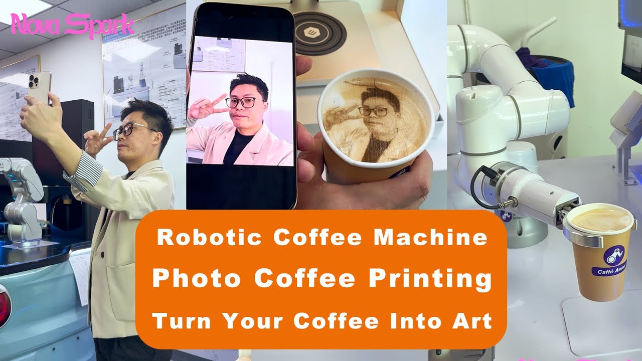 🤖☕️Robot Barista: Watch Your Selfie Printed on Coffee with Our Photo Printing Technology! 😍📸