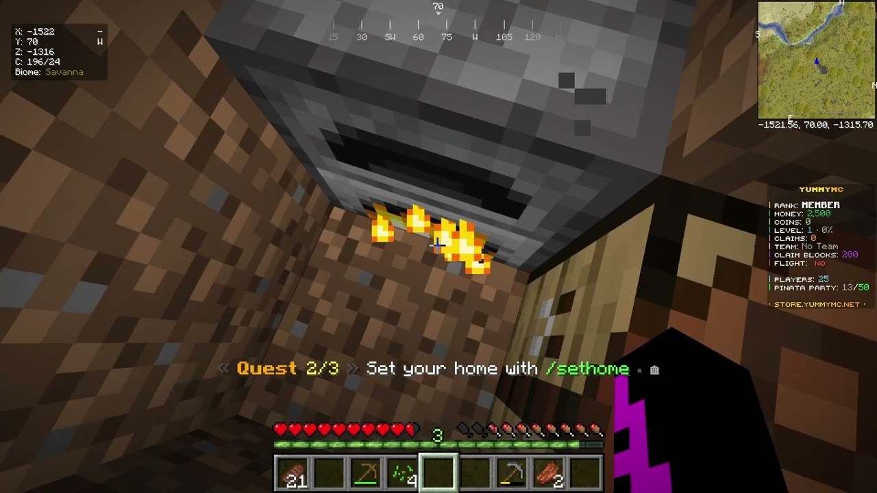 i got bored so i b-lined getting a diamond pickaxe on yummymc
