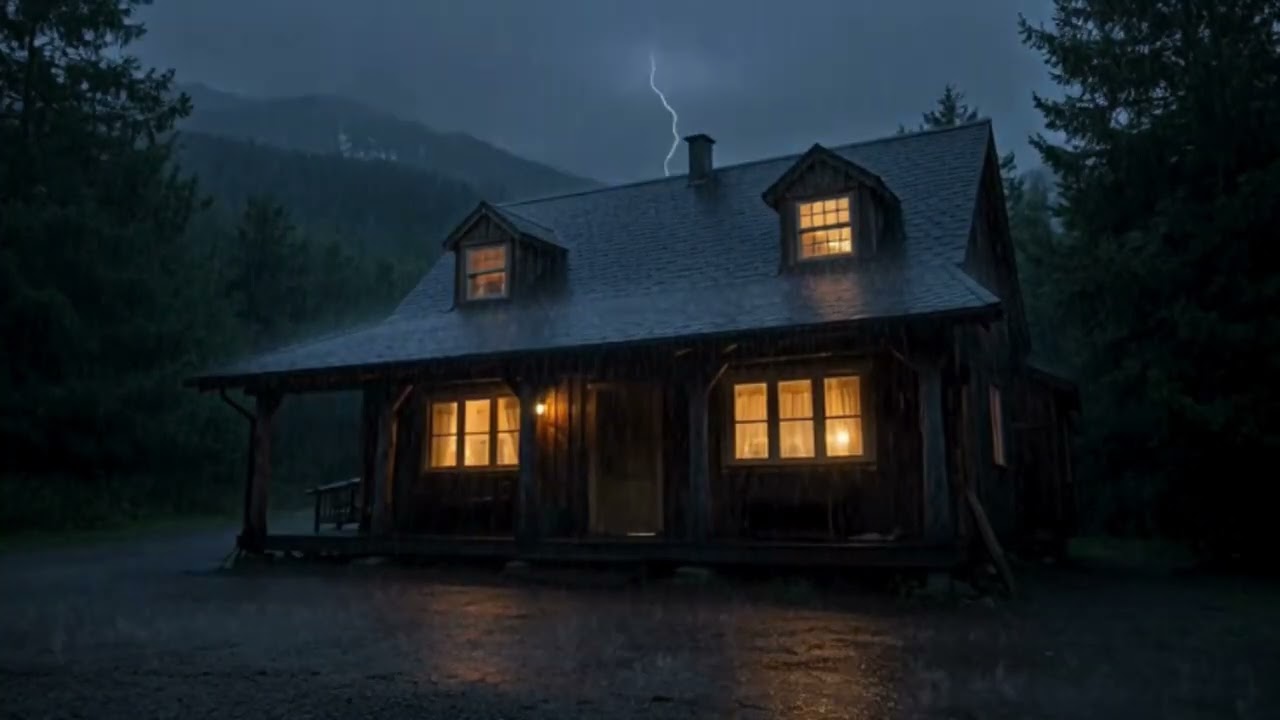 Heavy Rain & Thunder in a Mountain Cabin – Natural Sound Recording 🌧️