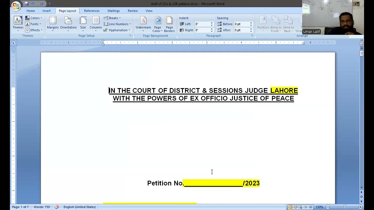 AGHAZ-E-WAKALAT, DRAFTING PETITION U/S 22A/22B , LECTURE # 2, BY SIR UMAR