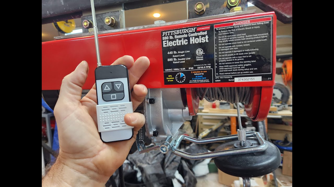 Harbor Freight Hoist CHEAP REMOTE BUILD Pittsburg Electric Hoist