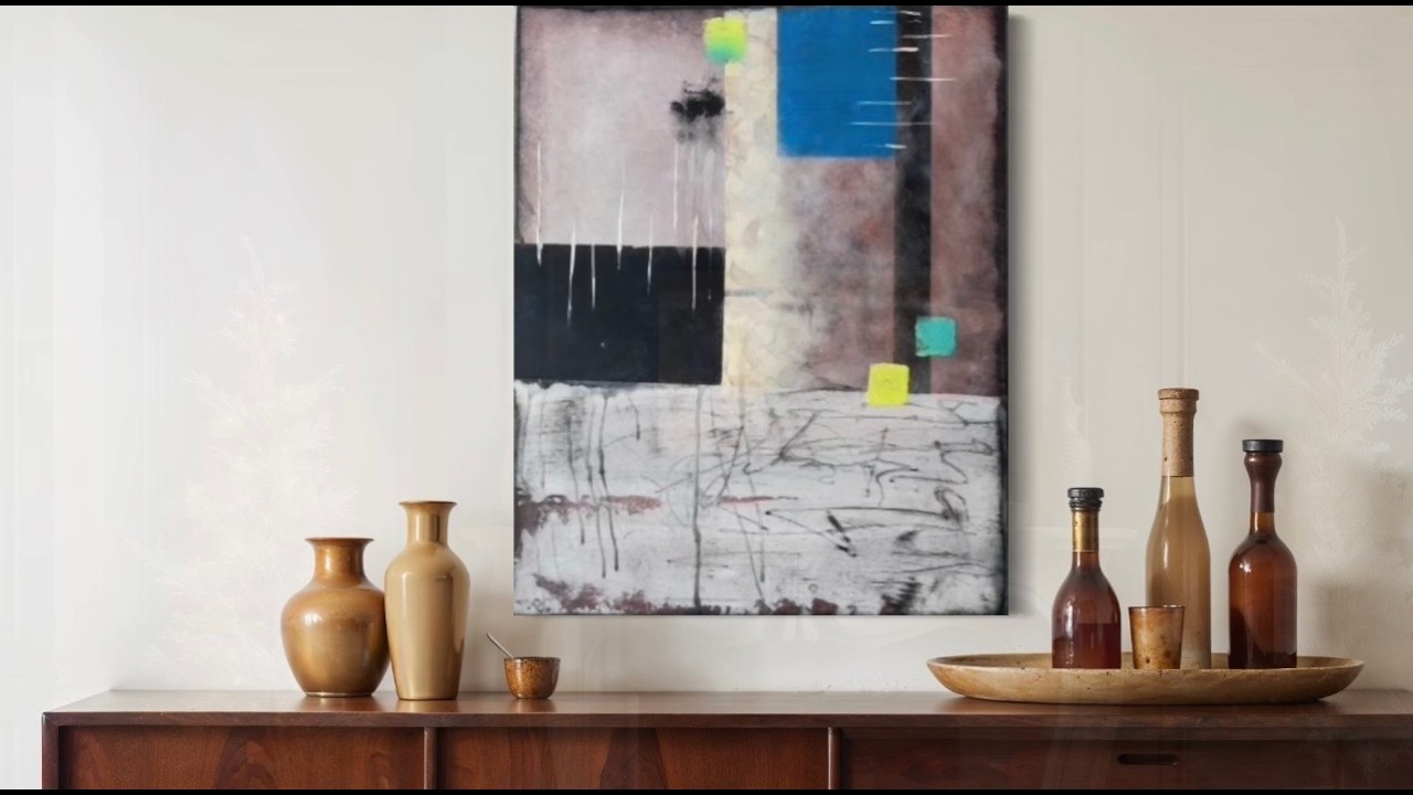 Abstract Painting on Large Canvas . Geometric Abstract. #abstractlayers #geometricabstraction #art
