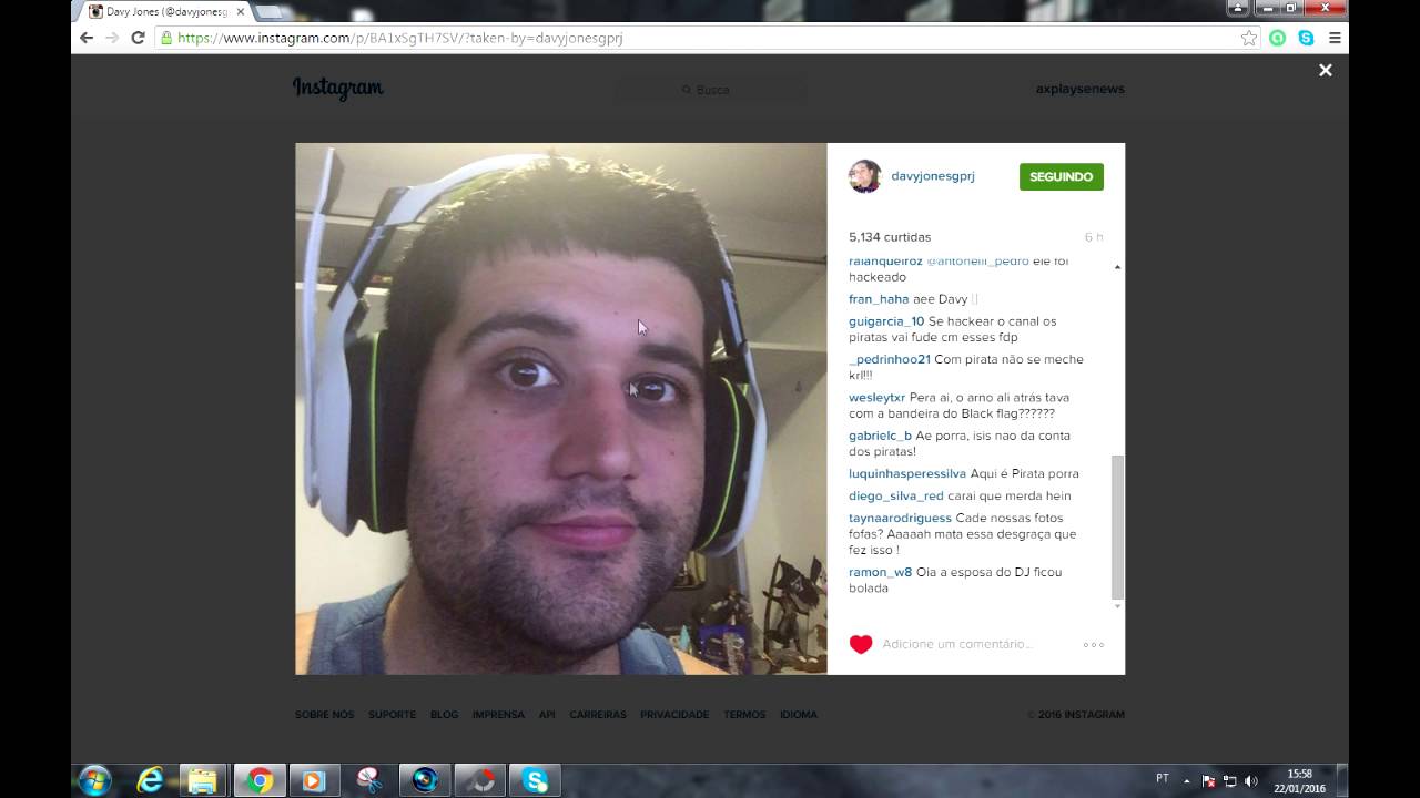 1&deg; V&iacute;deo do Canal! Hackearam o Instagram do Davy Jones (Gameplayrj)