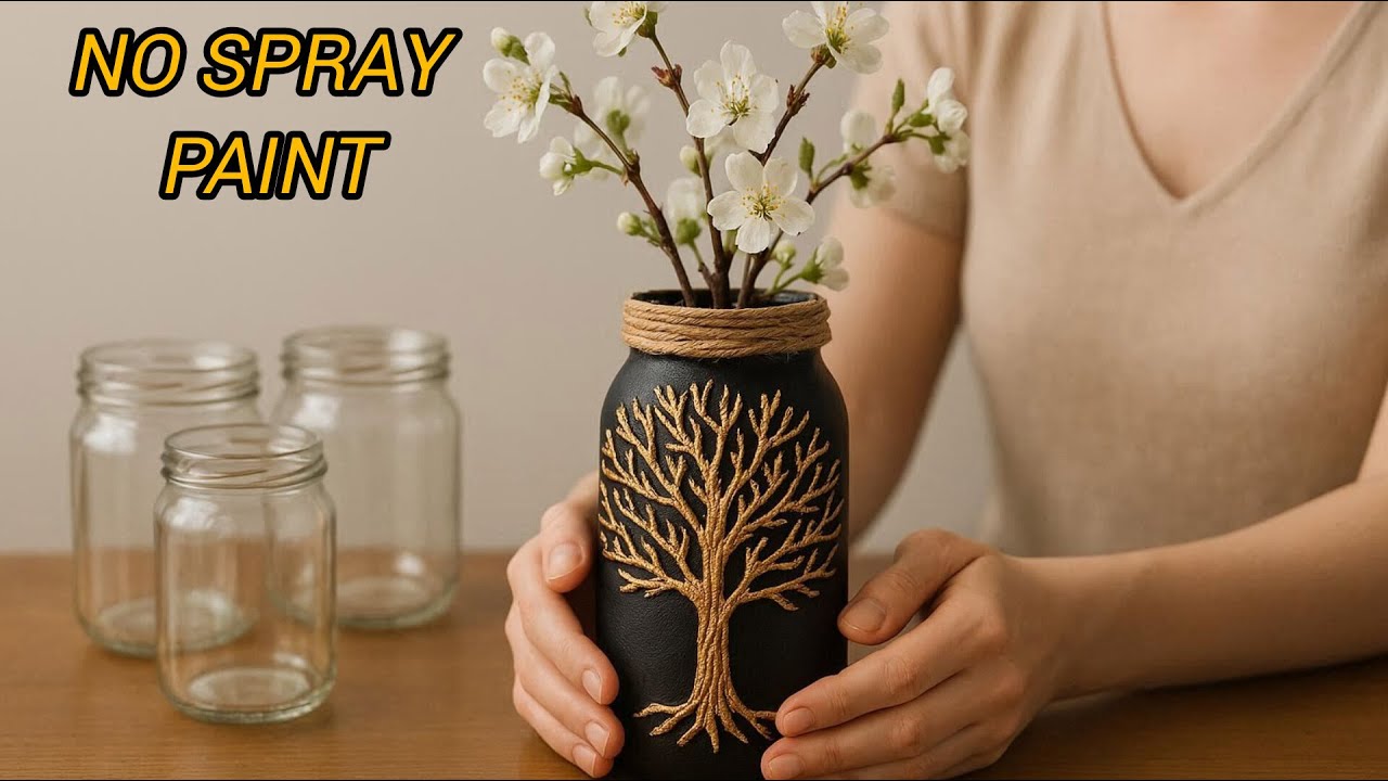 Don't Throw Away Glass Jars! ✨ Luxury DIY Vase (No Spray Paint)