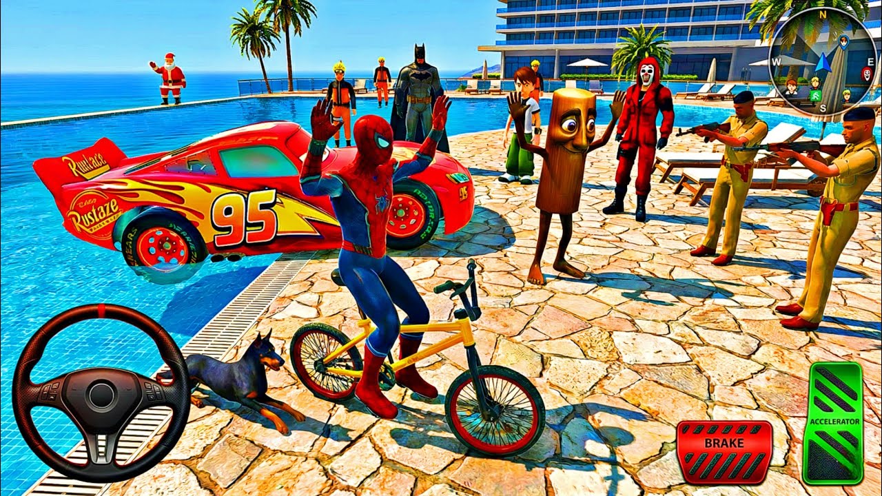 🥰3D Mc Queen Car Simulator 🦚 Thung Thung & Spiderman Police Game 🎊 Lot's of Super Monster Car🎉