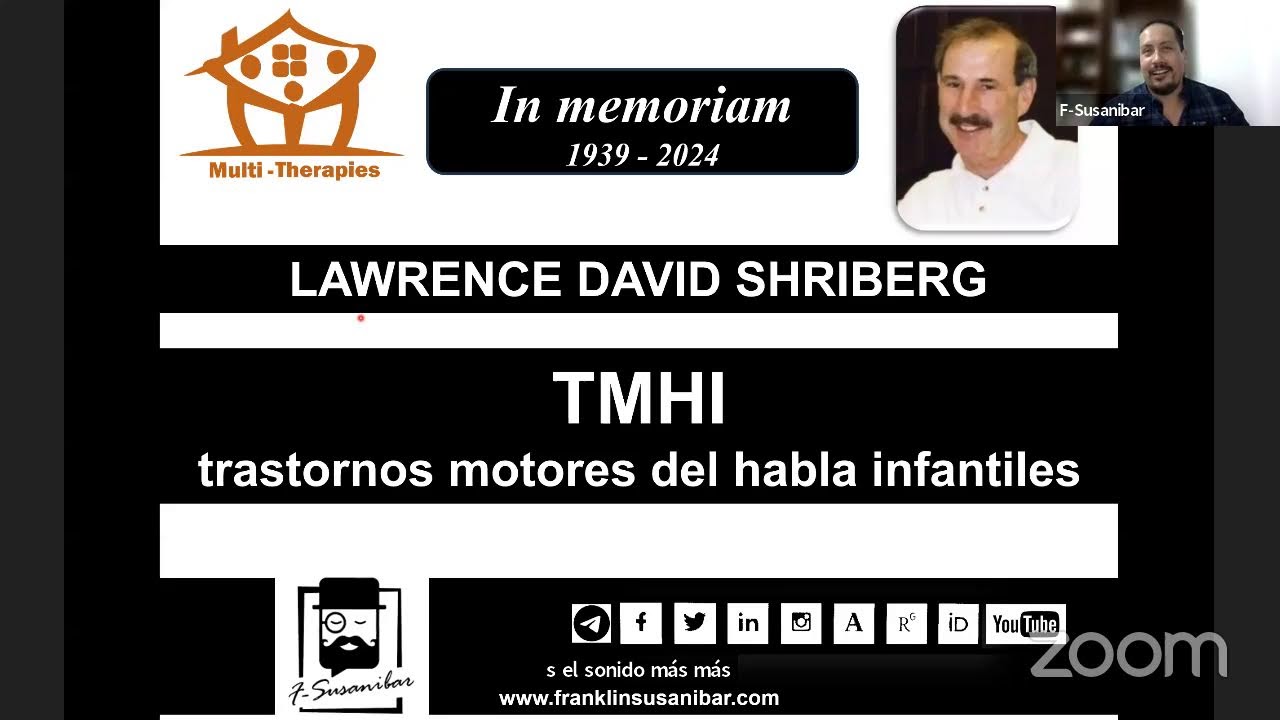 LIVE GRATUITO: TMHI Trastornos Motores del Habla Infantil. En honor a Ph.D Lawrence Shriberg