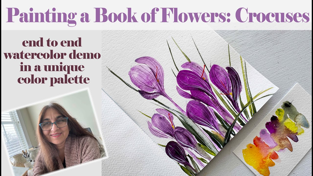 Painting a Book of Flowers - Demo and Tutorial for Crocuses or the Saffron Flower