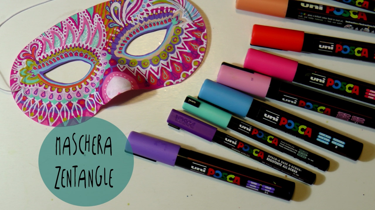 ZENTANGLE per DECORARE una maschera di carnevale con UNI POSCA * ART Tv by Fantasvale