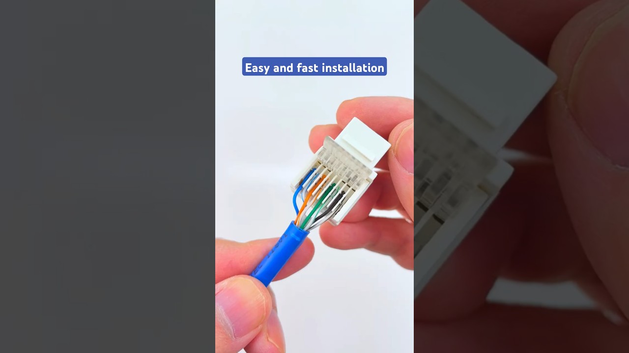 Quick termination in 20 seconds without any tools！Network toolless cat6 keystone jack #diy #cabling