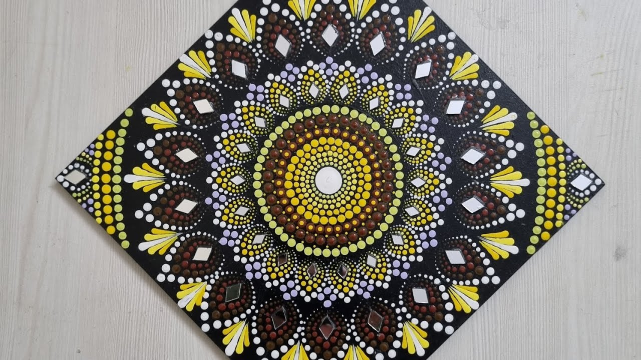 Dot Mandala Painting on 8×8 mdf board Full Process Acrylic Mandala Art #artist #mandala #dotmandala 