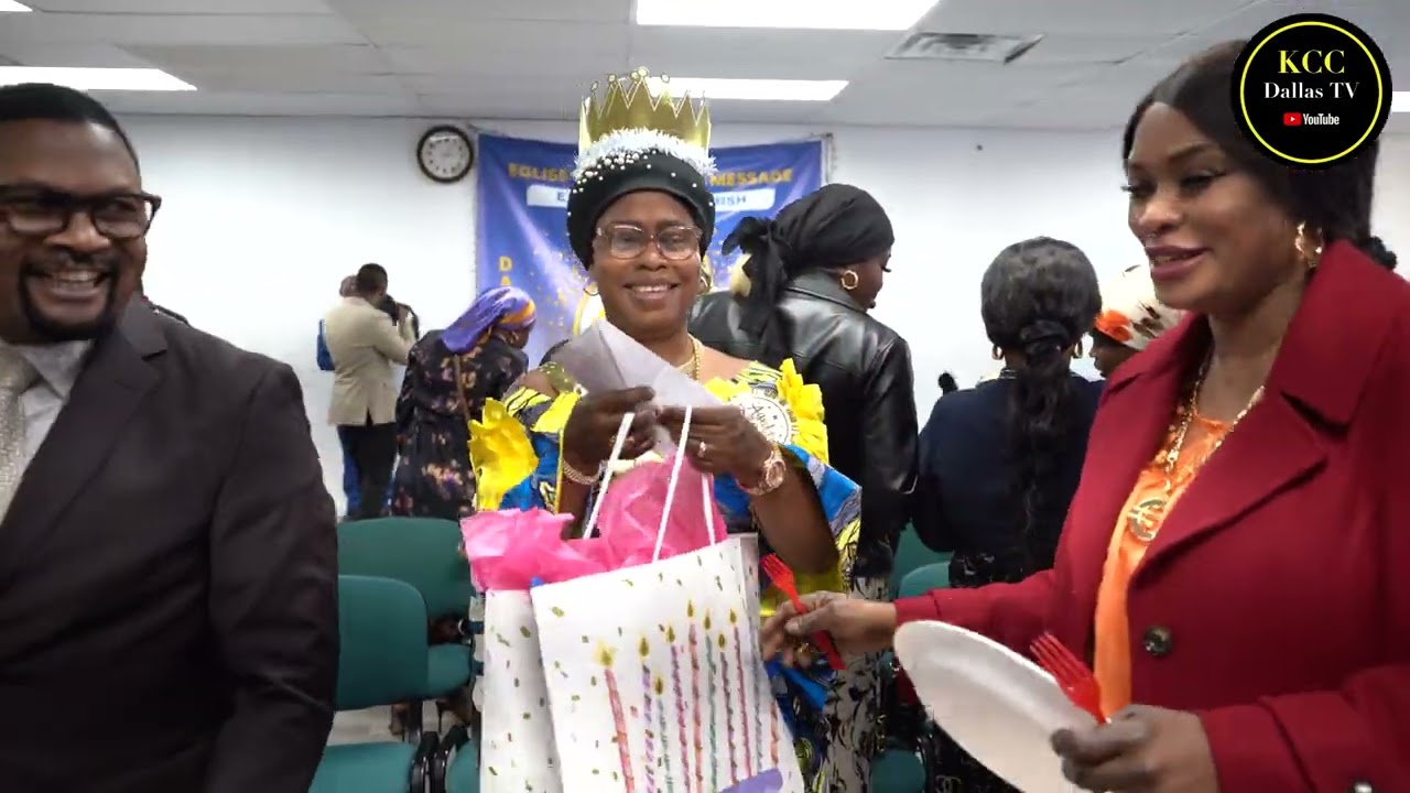 ( EBNM KCC )  PAROISSE DE DALLAS TEXAS, SUPRISE BIRTHDAY TO MAMAN SIELO LUKEBA AFTER CHURCH.