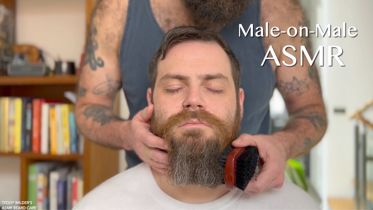 ✨ Male on Male ASMR Beardplay feat. Mr Australasia Bear '22 | Scratching, Brushing, Oil, No Talking✨