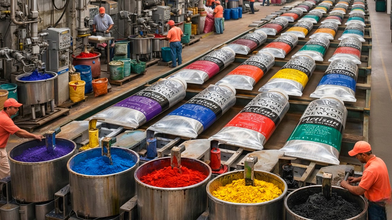 Cómo Se Produce La Pintura Al Óleo A Partir De Pigmento En Una Línea De Producción Gigante