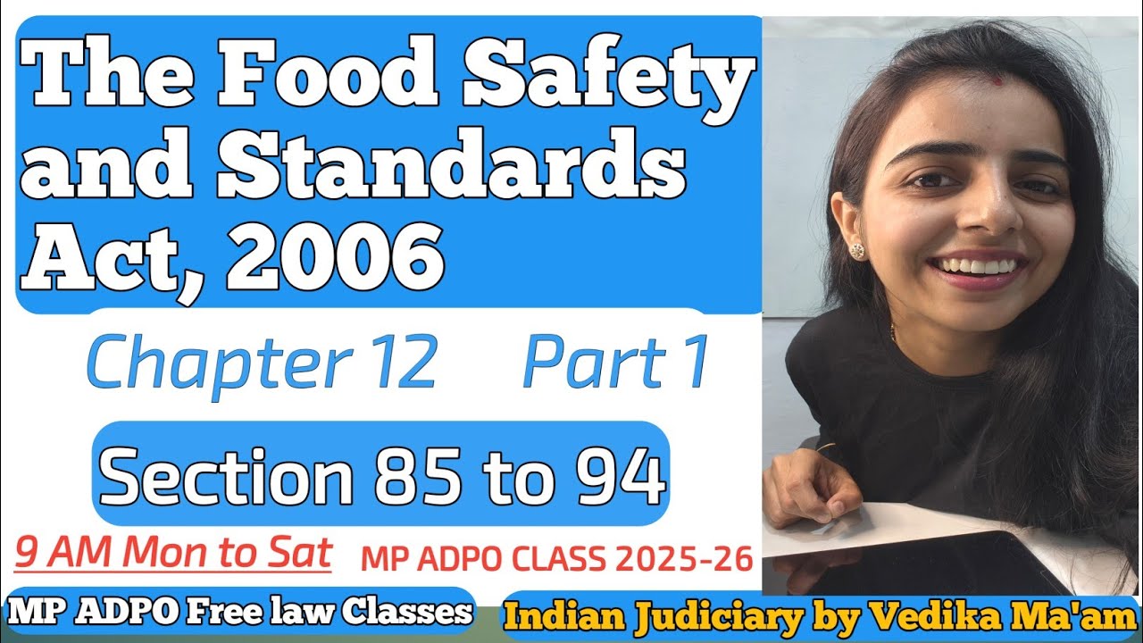 The Food Safety and Standards Act, 2006 || Chapter 12 || Part 1 || Section 85 to 94# mpadpofreeclass
