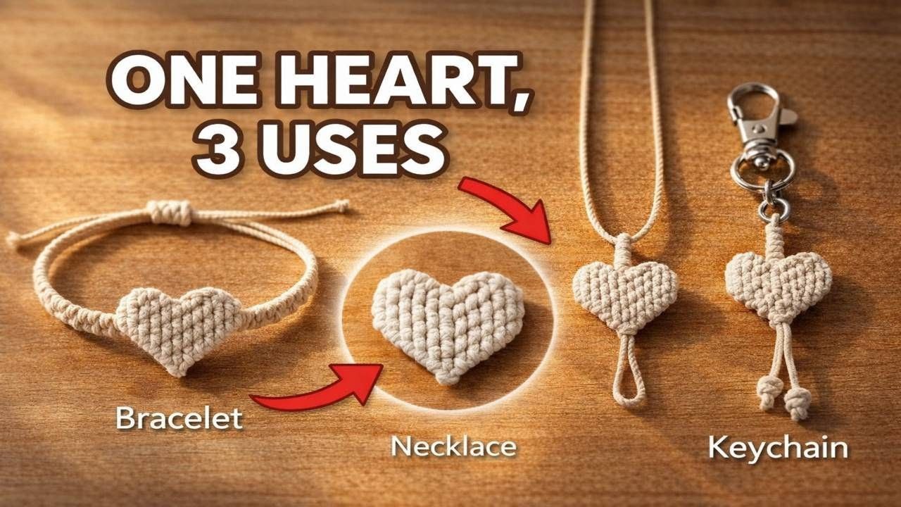 Easy Macrame Heart Weave Knot Tutorial for Beginnersبافت قلب مکرومه برای مبتدی‌ها | آموزش کامل