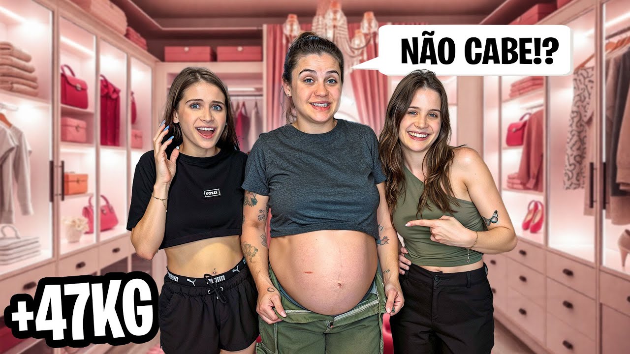 NOSSA IRMÃ GRÁVIDA PROVOU AS ROUPAS DE ANTES DA GRAVIDEZ! 🤰