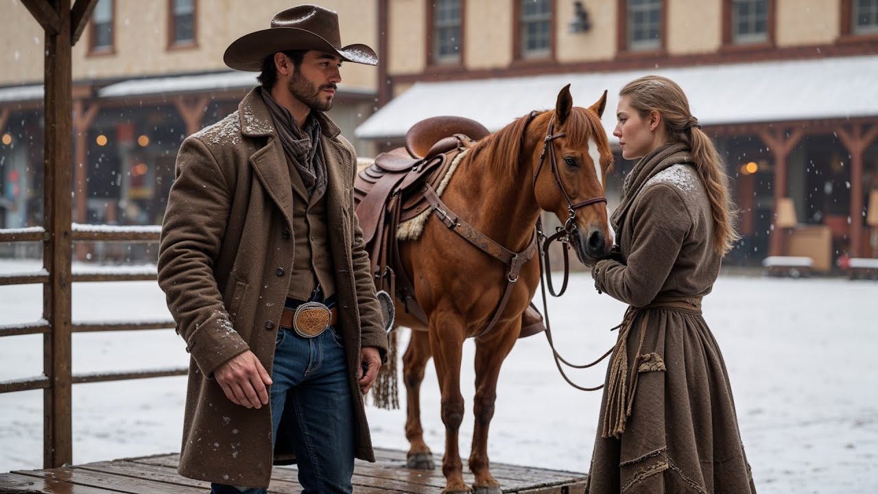 She Was Sold In The Town Square In Winter, The Cowboy Bought Her And Immediately Gave Her His Horse