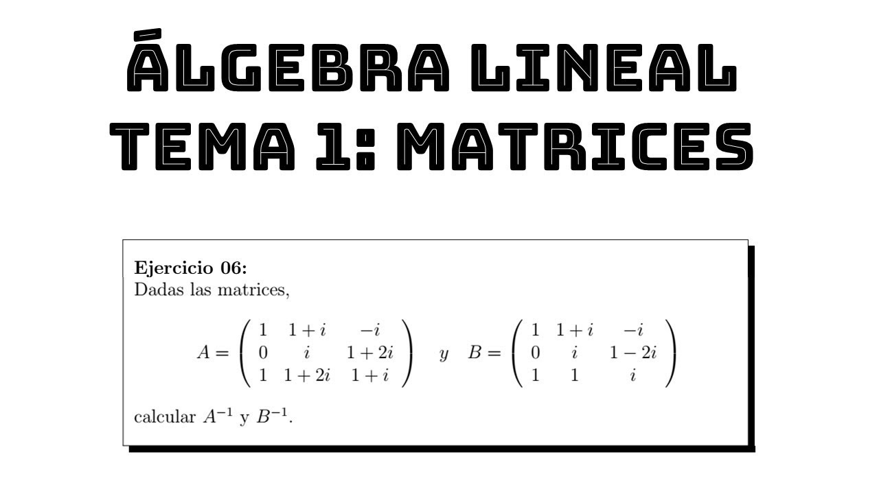 ejercicio 06 matriz inversa compleja || álgebra lineal tema 1 matrices