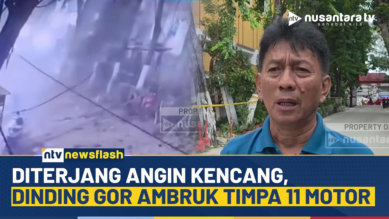 Angin Kencang Terjang Kemayoran, Dinding GOR Roboh Timpa 11 Motor & 1 Ambulans | NEWSFLASH