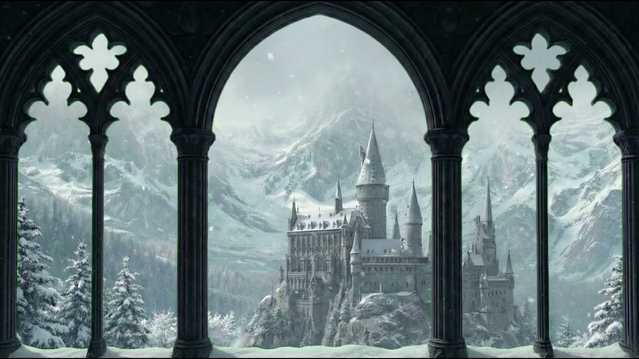 4K Fantasy Ambient View ❄️ A Winter Castle Beyond the Window